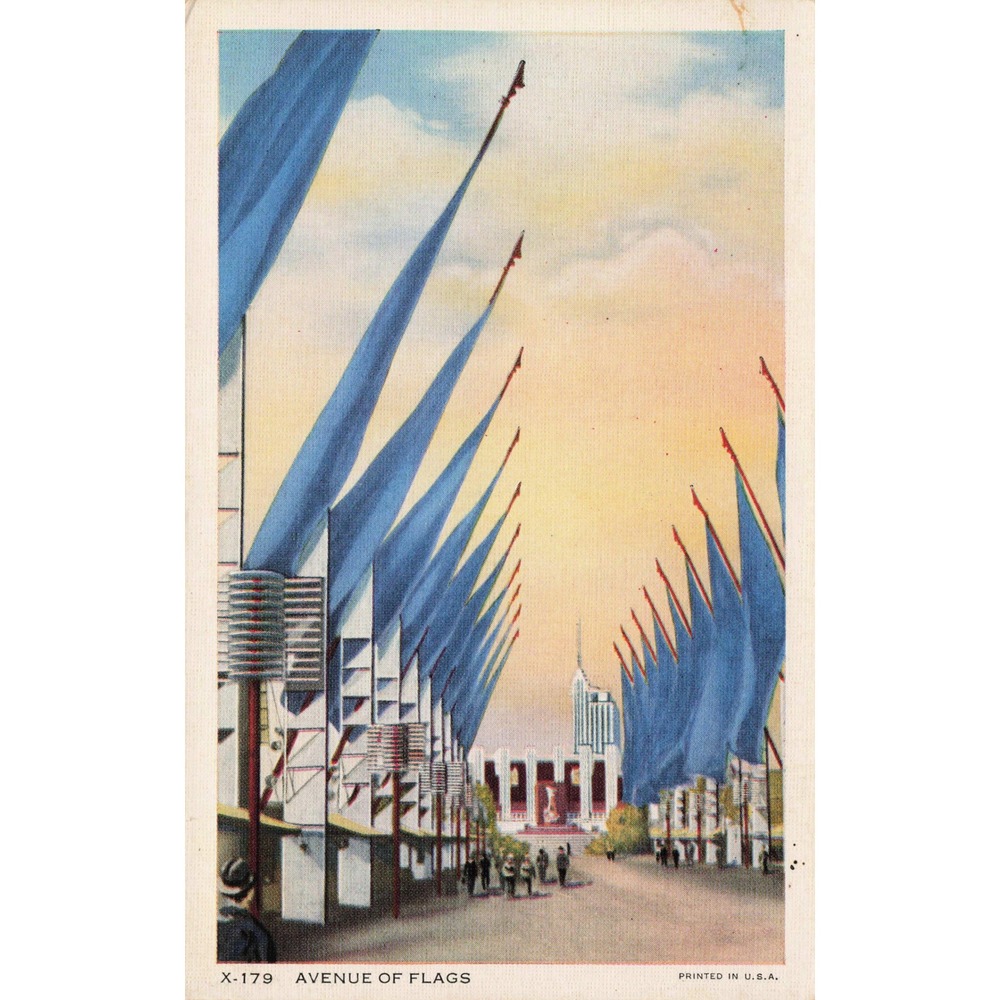 1934 A Century of Progress Chicago World's Fair Avenue Flags Postcard - Picture 1 of 2